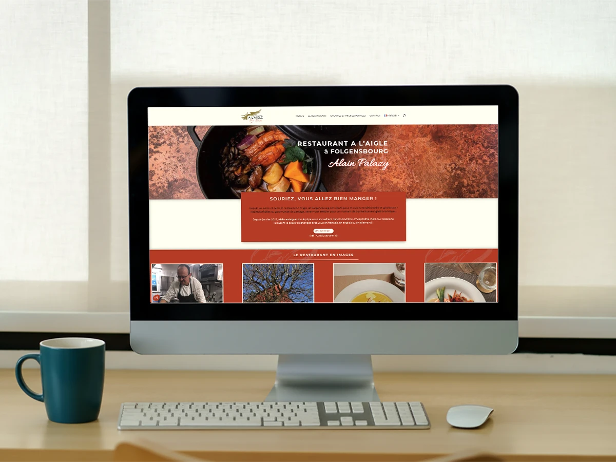 Restaurant À l'aigle, mockup du site web