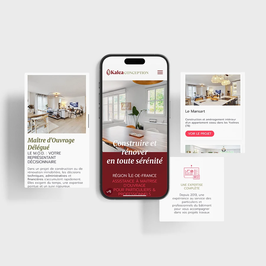 Mockup téléphone du site Kaléa Conception