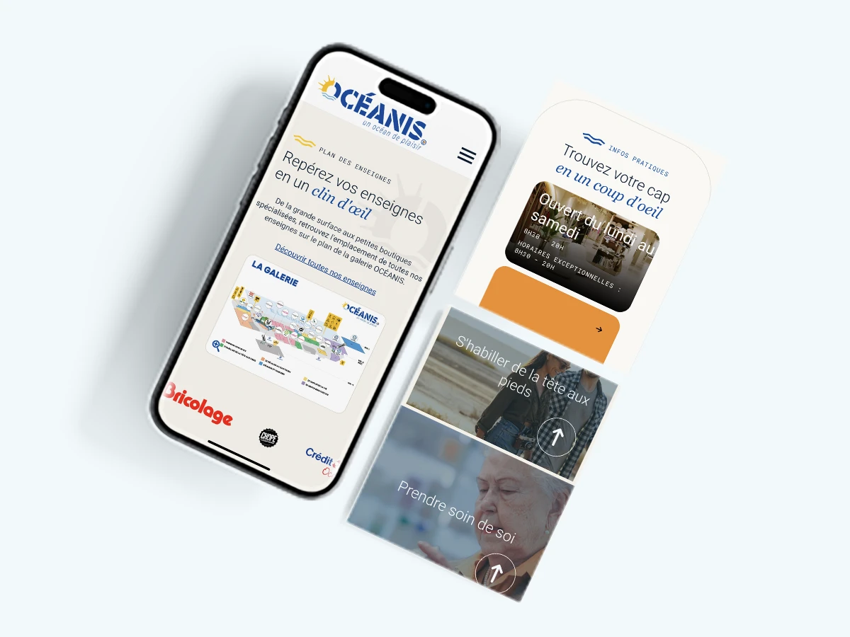 Site vitrine version mobile d'un centre commercial