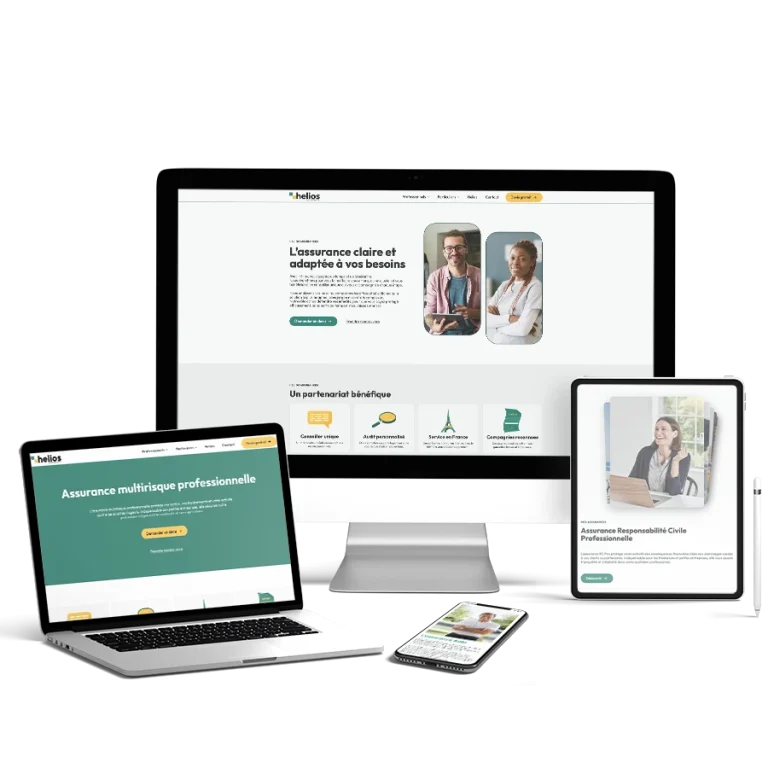 Site vitrine d'Hélios Assurances par 900 secondes