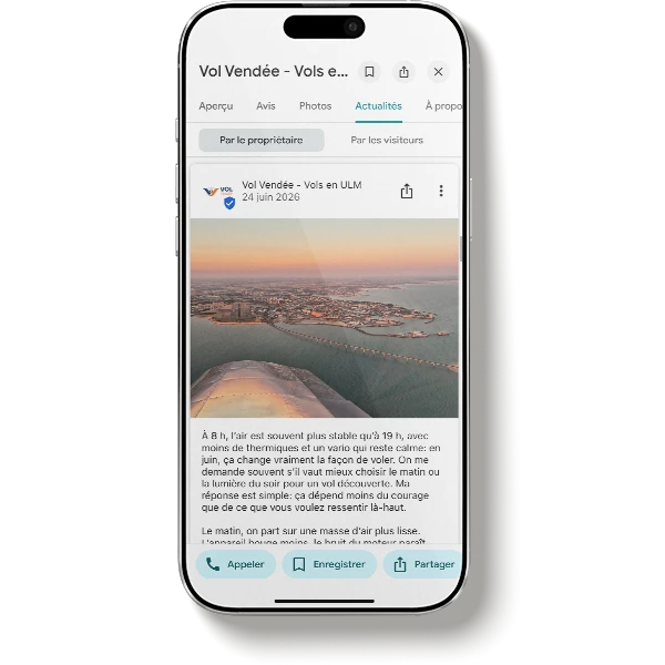 Fiche Google pour du tourisme, Vol Vendée