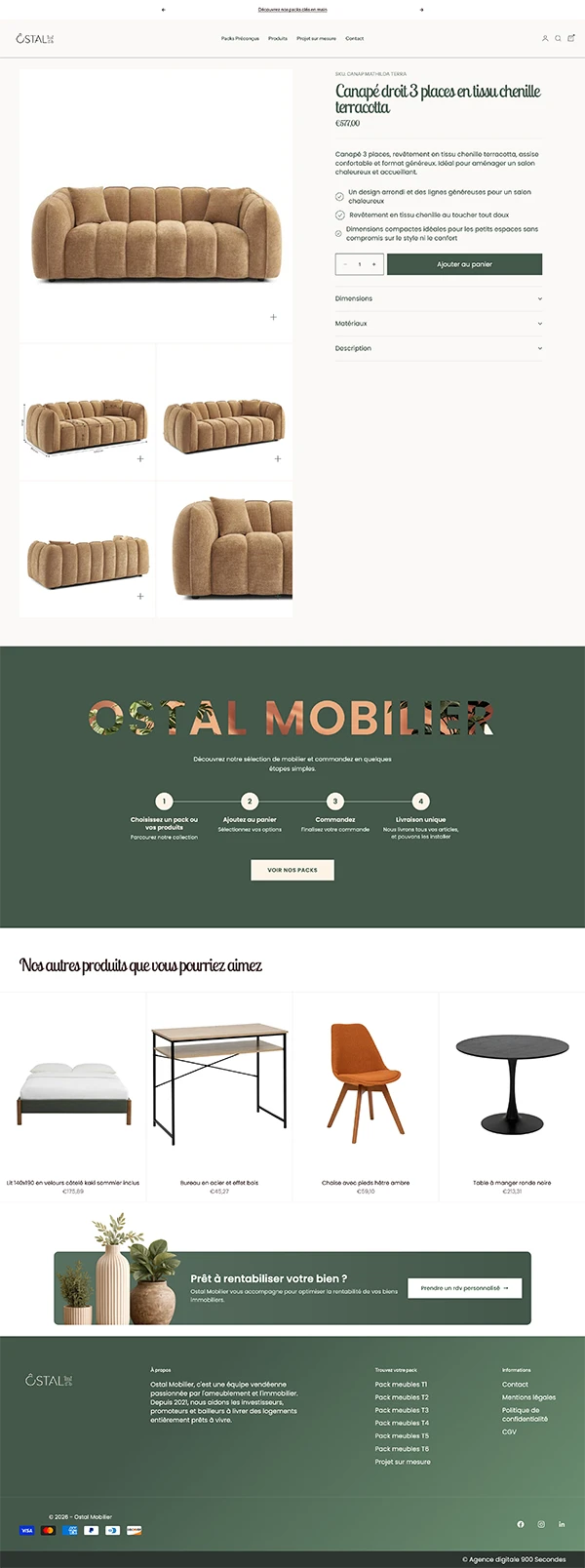 Fullpage d'une fiche produit Ostal Mobilier