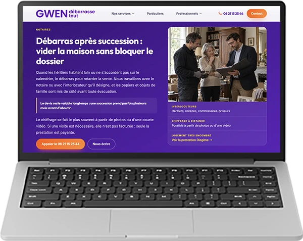 Site vitrine de Gwen débarrasse tout